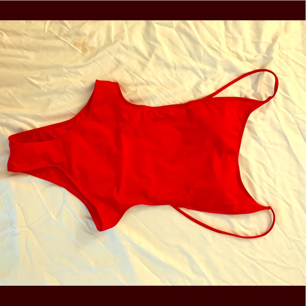 Red one piece swim suit